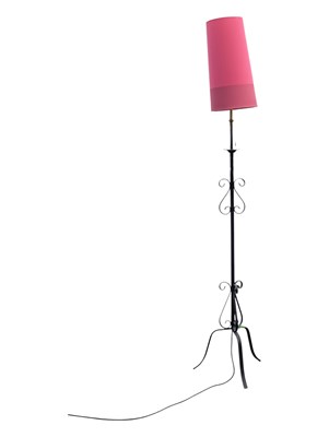 Lot 781 - VINTAGE 20TH CENTURY CAST WROUGHT METAL FLOOR STANDING LAMP