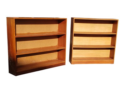 Lot 634 - BRITISH MODERN DESIGN - PAIR OF VINTAGE MID CENTURY TEAK BOOKCASES