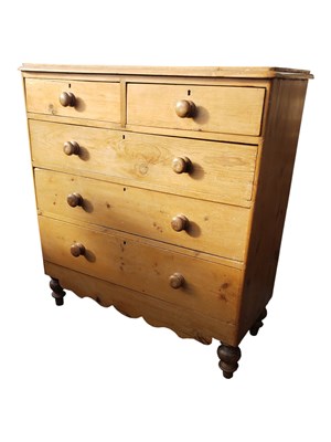 Lot 666 - VICTORIAN 19TH CENTURY PINE CHEST OF DRAWERS