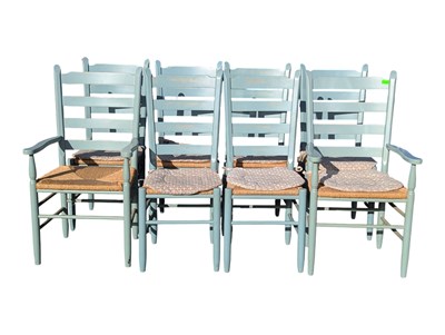 Lot 661 - COLLECTION OF EIGHT 20TH CENTURY LADDER BACK CLISSET MANNER DINING CHAIRS