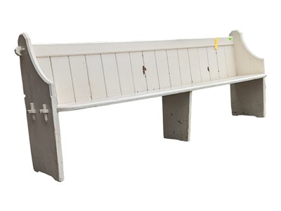 Lot 649 - 19TH CENTURY VICTORIAN PAINTED PINE CHURCH PEW / BENCH