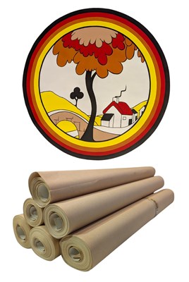 Lot 23 - JOHN OLIVER EXCLUSIVE HAND-PRINTED WALLPAPER - CLARICE CLIFF BIZZARE FANTASQUE WALLPAPER ROLLS