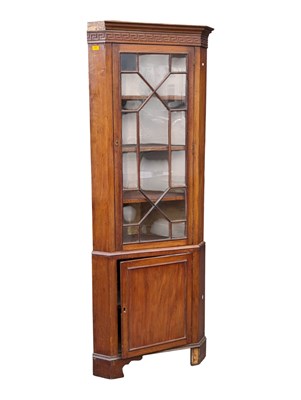 Lot 955 - 19TH CENTURY GEORGE III MAHOGANY CORNER DISPLAY CABINET