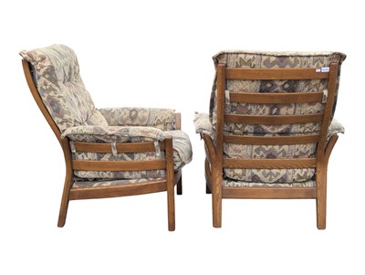 Lot 800 - ERCOL FURNITURE - SAVILLE RANGE - PAIR OF CONTEMPORARY ELM ARMCHAIRS