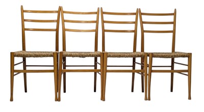 Lot 288 - FOUR RETRO 20TH CENTURY GIO PONTI SUPERLEGGERA RUSH SEAT DINING CHAIRS