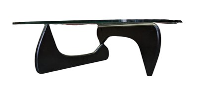 Lot 108 - MANNER OF ISAMU NOGUCHI - TEMPERED GLASS & EBONISED WOOD LOW COFFEE TABLE