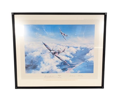 Lot 113 - AFTER ROBERT TAYLOR - SPITFIRE - SIGNED BY GROUP CAPTAIN SIR DOUGLAS BADER