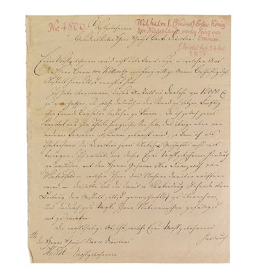 Lot 192 - HISTORY - WILLIAM I OF THE NETHERLANDS (D.1843) - ALS