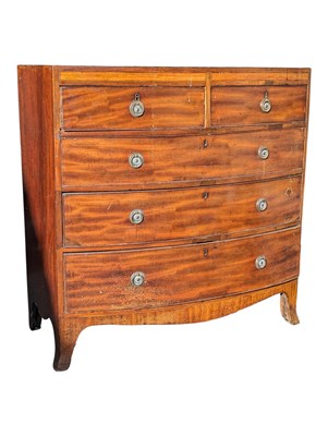 Lot 1032 - GEORGE III 19TH CENTURY BOW FRONT CHEST OF DRAWERS
