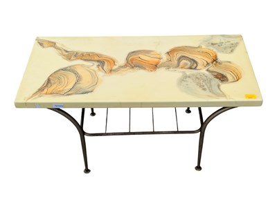 Lot 806 - BRITISH MODERN DESIGN - VINTAGE MID CENTURY MARBLE TOP RESIN COFFEE TABLE