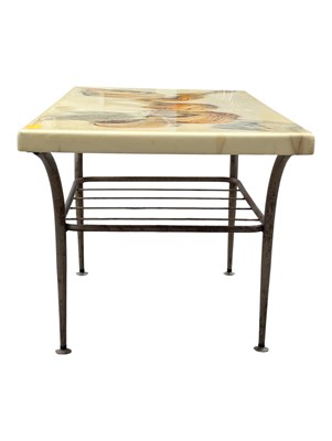 Lot 806 - BRITISH MODERN DESIGN - VINTAGE MID CENTURY MARBLE TOP RESIN COFFEE TABLE