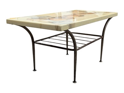 Lot 806 - BRITISH MODERN DESIGN - VINTAGE MID CENTURY MARBLE TOP RESIN COFFEE TABLE