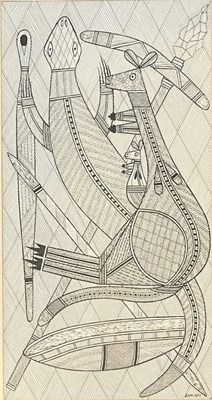 Lot 14 - RAMUNDI (AUSTRALIAN-BORN) - UNTITLED PEN AND INK ON PAPER