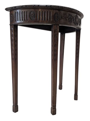 Lot 399 - LATE 19TH CENTURY CARVED ADAMS REVIVAL MAHOGANY DEMI LUNE CONSOLE TABLE