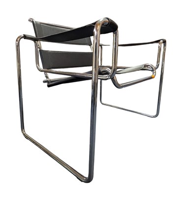 Lot 158 - MARCEL BREUER - VINTAGE WASSILY STYLE CHROME & LEATHER LOUNGE CHAIR