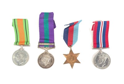 Lot 226 - WWII SECOND WORLD WAR MEDAL GROUP WITH GSM PALESTINE CLASP