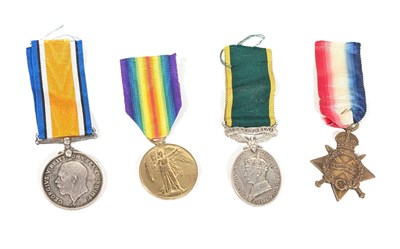 Lot 46 - WWI FIRST WORLD WAR MEDAL TRIO & TERRITORIAL EFFICIENCY MEDAL