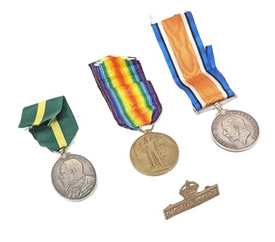 Lot 147 - WWI FIRST WORLD WAR MEDAL PAIR WITH TERRITORIAL EFFICIENCY MEDAL