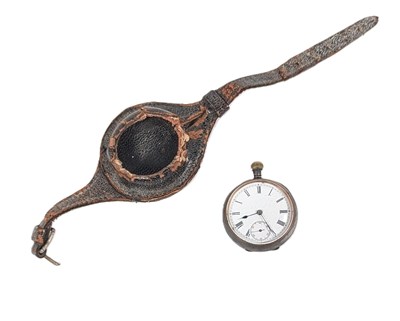 Lot 251 - BELIEVED SECOND WORLD WAR OMEGA POCKET WATCH IN LEATHER STRAP