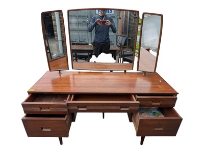 Lot 817 - BUTILUX FURNITURE - VINTAGE MID CENTURY AFROMOSIA TEAK DRESSING TABLE
