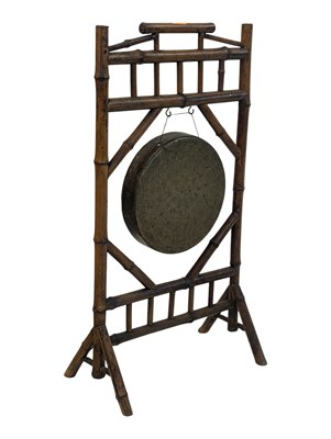 Lot 996 - 19TH CENTURY VICTORIAN AESTHETIC MOVEMENT FLOOR STANDING BAMBOO GONG