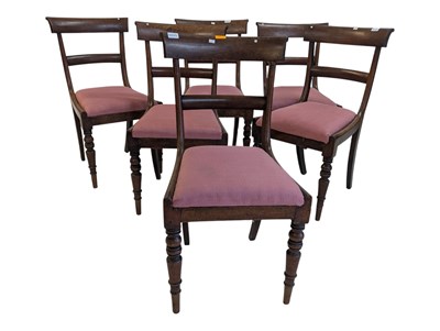 Lot 962 - SET OF 6 19TH CENTURY REGENCY MAHOGANY BAR BACK DINING CHAIR