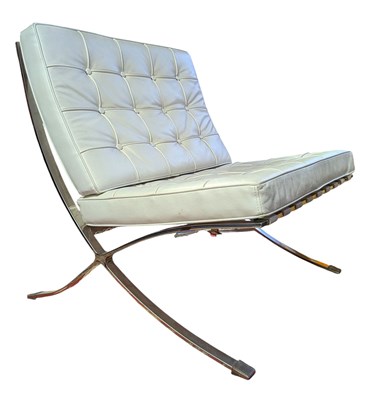 Lot 74 - AFTER MIES VAN DER ROHE - VINTAGE WHITE BARCELONA STYLE CHAIR
