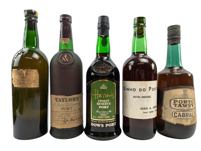 Lot 181 - FIVE VINTAGE PORT BOTTLES, DOW'S, TAYLOR'S, CABRAL TAWNY PORT & MORE