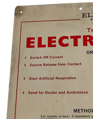 Lot 109 - ELECTRIC SHOCK - MID CENTURY INFORMATION TIN SIGN
