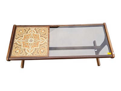 Lot 835 - G PLAN FURNITURE - MID CENTURY TEAK & GLASS TILE TOP COFFEE TABLE
