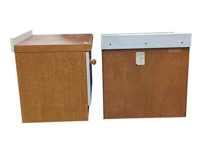 Lot 836 - STAG FURNITURE - PAIR OF MID 20TH CENTURY STAG BEDSIDE TABLES / CABINETS