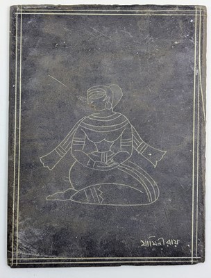 Lot 170 - JAMINI ROY (1887-1972) - SEATED WOMAN - ENGRAVING ON SLATE
