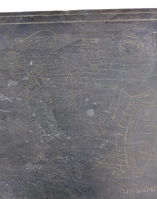 Lot 171 - JAMINI ROY (1887-1972) - THREE DANCING FIGURES - ENGRAVING ON SLATE