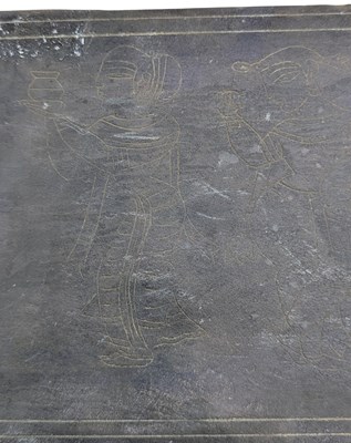 Lot 171 - JAMINI ROY (1887-1972) - THREE DANCING FIGURES - ENGRAVING ON SLATE