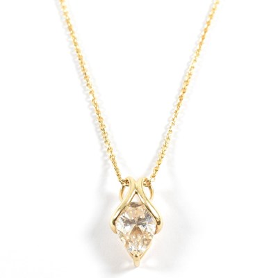 Lot 178 - 14CT GOLD & CZ PENDANT STRUNG ON 18CT GOLD CHAIN NECKLACE