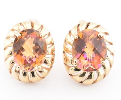 Lot 329 - HALLMARKED 9CT GOLD & MYSTIC TOPAZ STUD EARRINGS