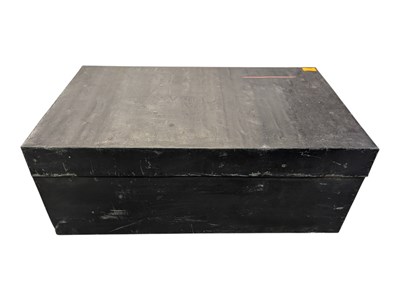 Lot 845 - VINTAGE MID CENTURY EBONISED METAL TRUNK