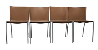 Lot 97 - LIGNE ROSET, FRANCE - TRESS CHAIR - FOUR HIGH-END DESIGN LEATHER DINING CHAIRS