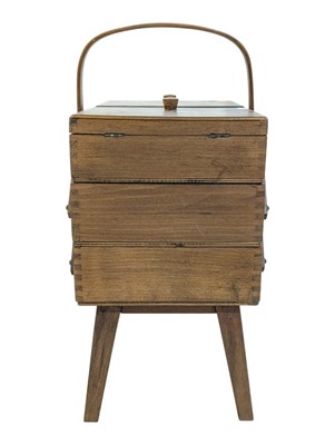 Lot 847 - BRITISH MODERN DESIGN - MID 20TH CENTURY TEAK CANTILEVER SEWING BOX