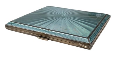 Lot 81 - GEORGE V HALLMARKED SILVER GUILLOCHE ENAMEL CIGARETTE CASE