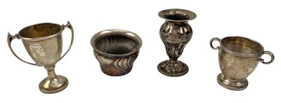 Lot 59 - 20TH CENTURY HALLMARKED SILVER ITEMS INCLUDING TROPHY & EGG CUP