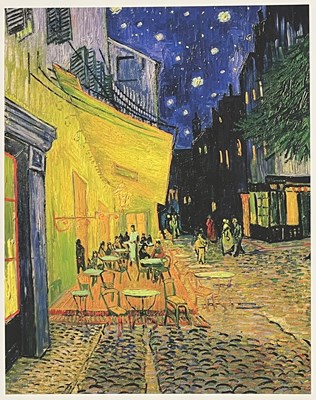 Lot 68 - AFTER VINCENT VAN GOGH - THE CAFE TERRACE ON THE PLACE DU FORUM, ARLES - GOUTTELETTE PRINT