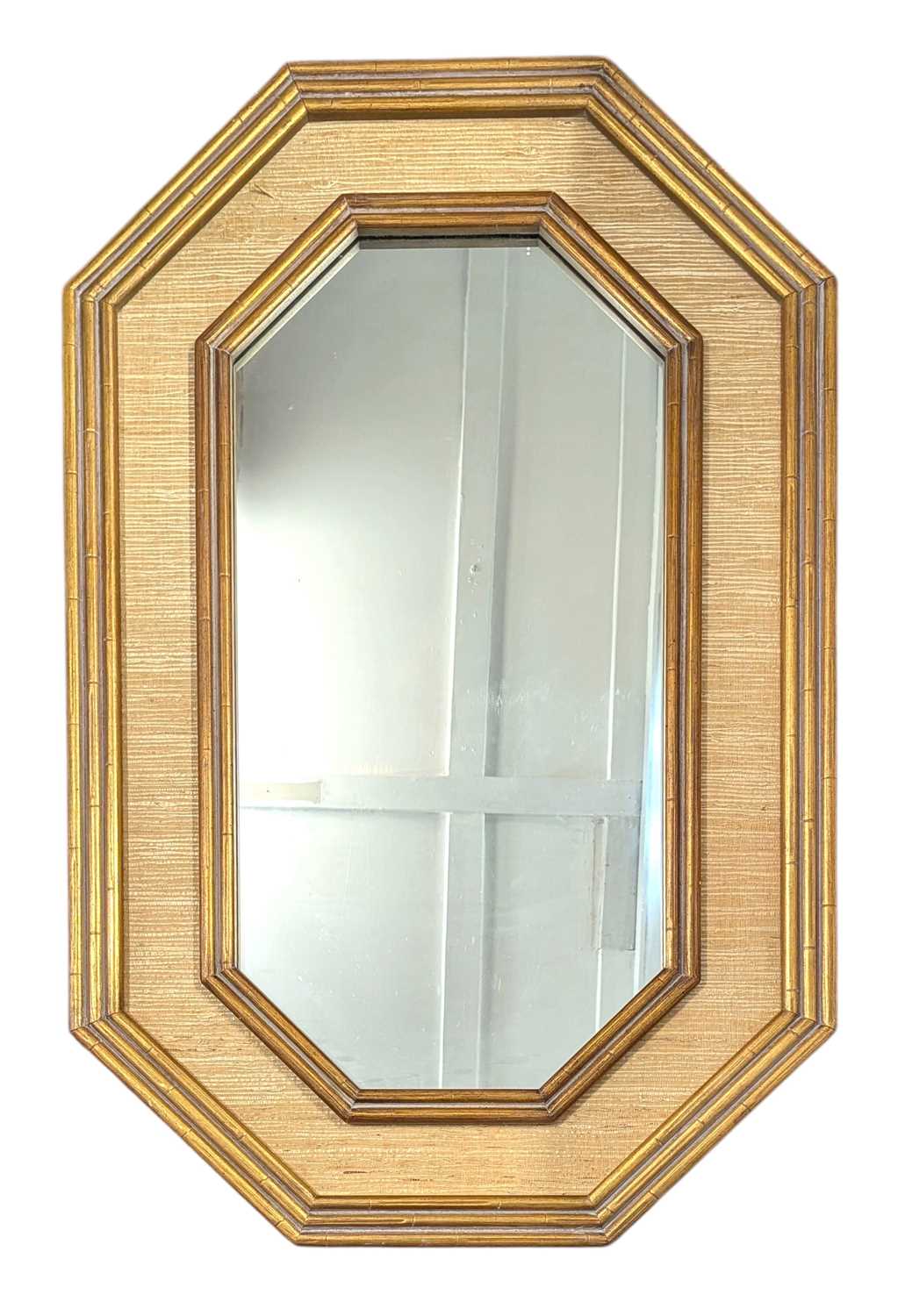 Lot 163 - HOLLYWOOD REGENCY 20TH CENTURY GILDED BAMBOO & WOVEN WALL HANGING MIRROR