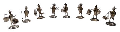 Lot 88 - EIGHT 20TH CENTURY HONGKONG EXPORT STERLING SILVER FIGURINE PLACE CARD HOLDERS