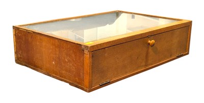 Lot 317 - RETRO MID CENTURY OAK & GLASS HABERDASHERY COUNTERTOP DISPLAY CASE
