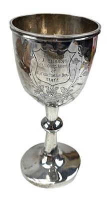 Lot 27 - 20TH CENTURY SILVER STEMMED WINE DRINKING GOBLET
