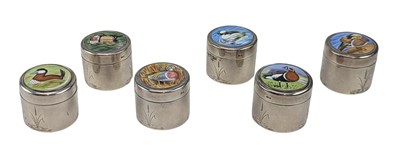 Lot 26 - SIX ELIZABETH II HALLMARKED SILVER & ENAMEL PETER SCOTT BOXES