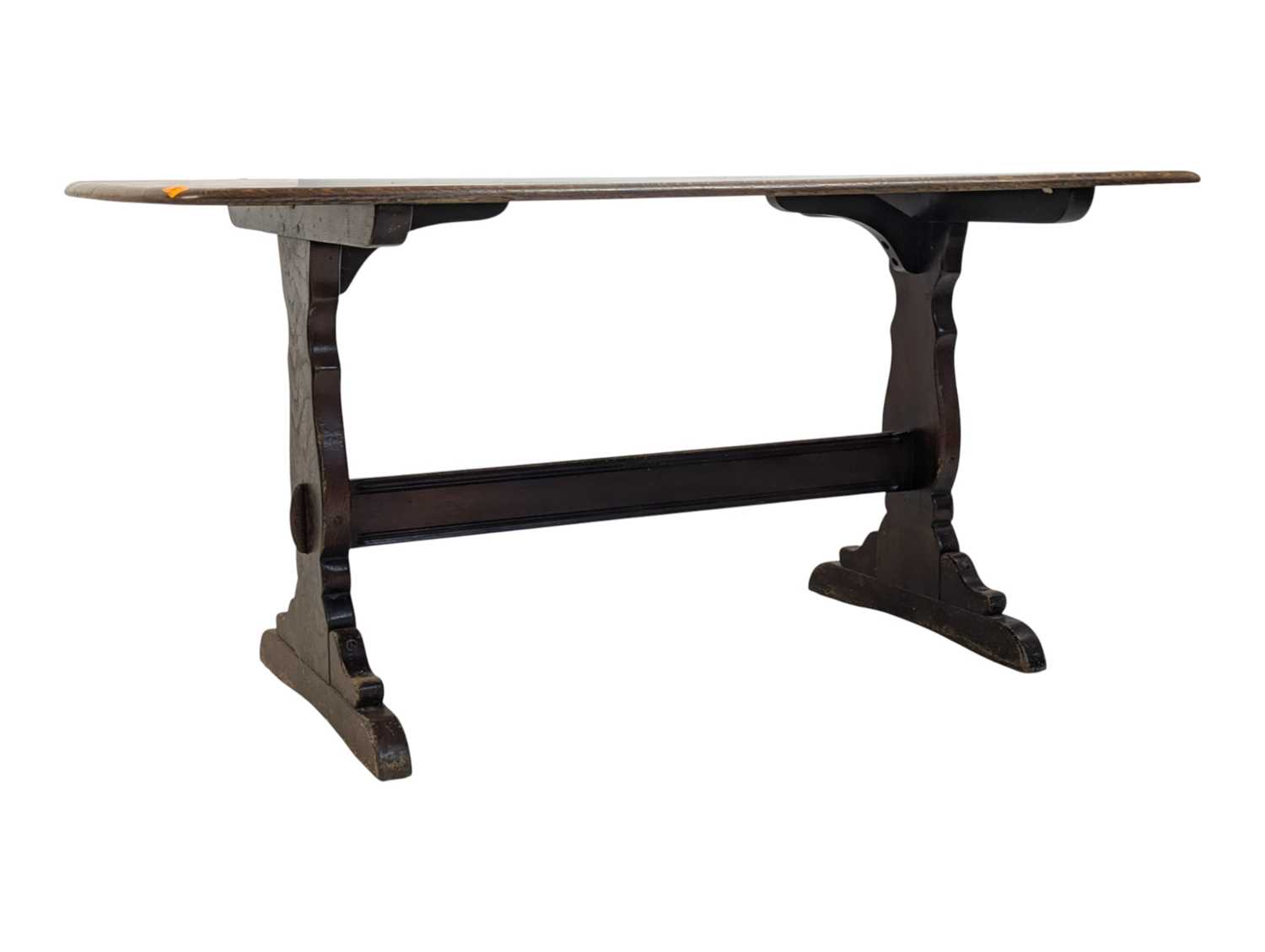 Lot 852 - ERCOL FURNITURE - MODEL 822 BEECH & ELM WOOD REFECTORY DINING TABLE