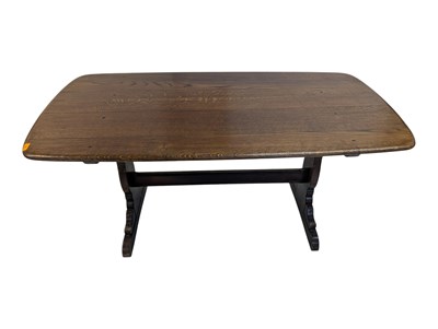 Lot 852 - ERCOL FURNITURE - MODEL 822 BEECH & ELM WOOD REFECTORY DINING TABLE