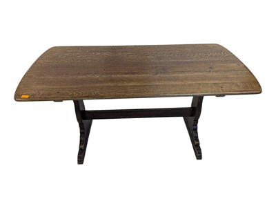 Lot 858 - ERCOL FURNTURE - MODEL 822 BEECH & ELM WOOD REFECTORY DINING TABLE
